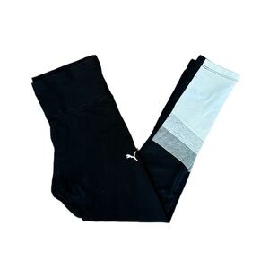 Puma SE Logo Women’s Black, Light Grey, and White High-Waisted Cotton Leggings